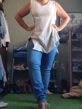 Cynthia ASHBY Ivory Tank Top with Black Trim